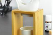 Mes gourmandises bougies brûle parfum BIRDY BLANC en bambou et céramique rond blanc